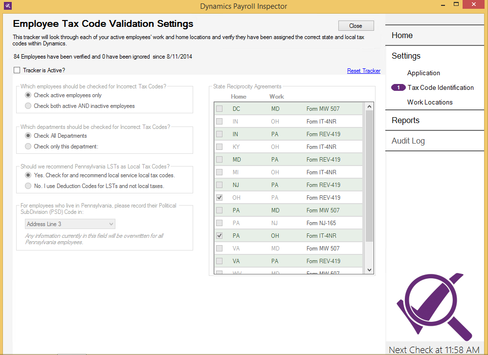 Dynamics Payroll Inspector Screenshot